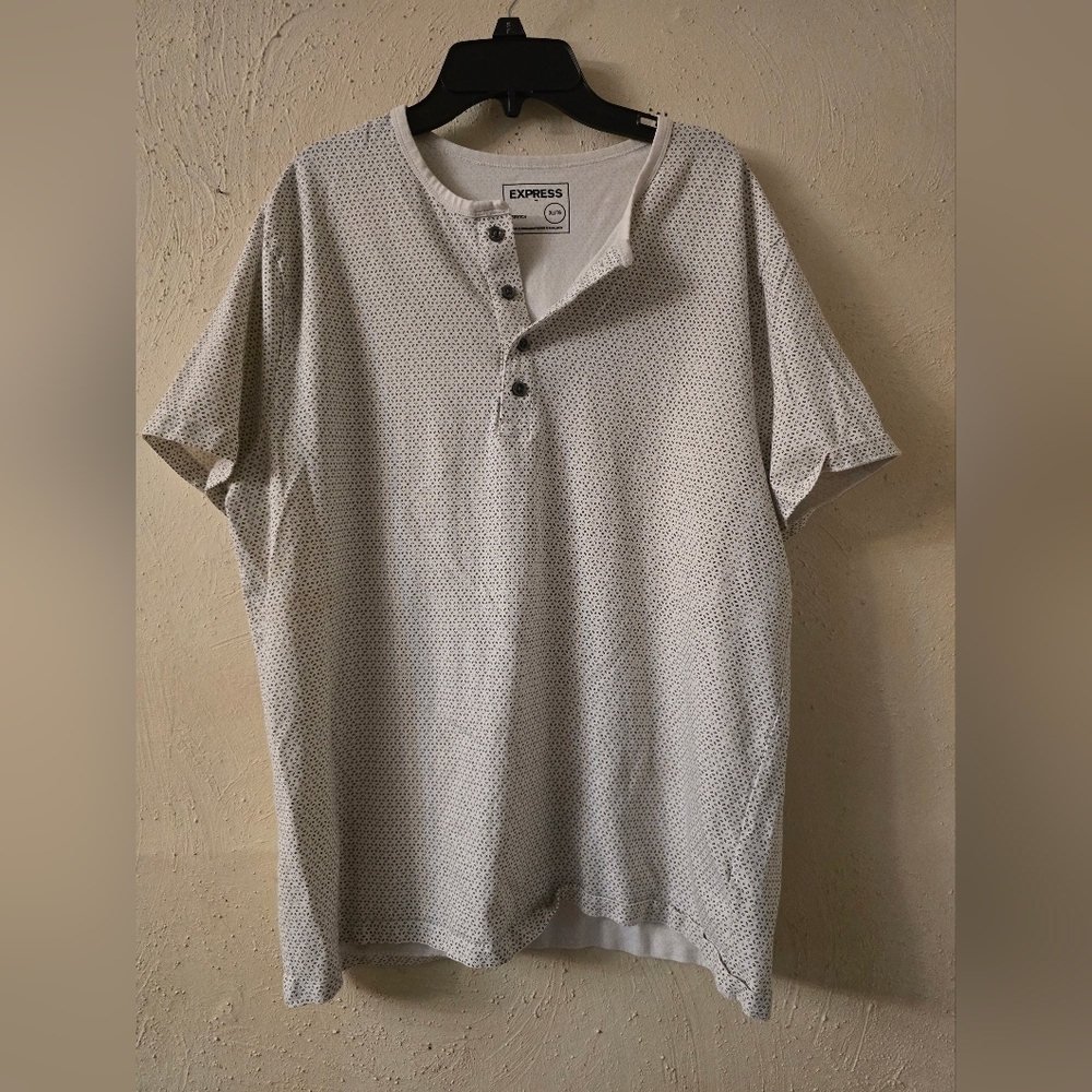 Express Men's White Geometric Button-Down Shirt